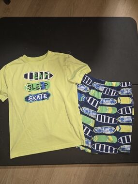 Lime Green & Navy Skateboard Pajama Set